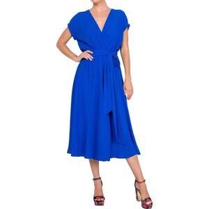 Meghan Los Angeles Midi Dress Tie Waist Wrap Size XL New Vintage Style